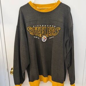 Vintage Pittsburgh Steelers Gray and Yellow Men's Sweater